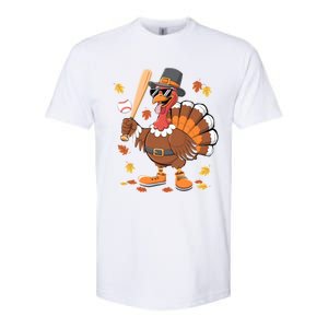 Baseball Turkey Thanksgiving Funny Gift Mom Gift Softstyle CVC T-Shirt