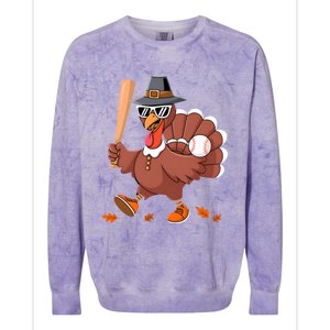 Baseball Turkey Thanksgiving Gift Mom Gift Colorblast Crewneck Sweatshirt