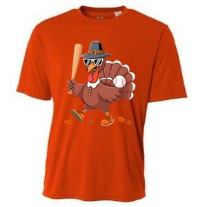 Baseball Turkey Thanksgiving Gift Mom Gift Cooling Performance Crew T-Shirt