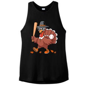 Baseball Turkey Thanksgiving Gift Mom Gift Ladies PosiCharge Tri-Blend Wicking Tank