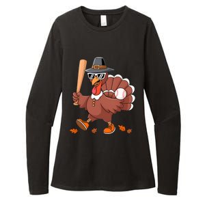 Baseball Turkey Thanksgiving Gift Mom Gift Womens CVC Long Sleeve Shirt