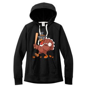 Baseball Turkey Thanksgiving Gift Mom Gift Women's Fleece Hoodie