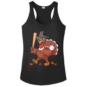 Baseball Turkey Thanksgiving Gift Mom Gift Ladies PosiCharge Competitor Racerback Tank