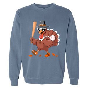 Baseball Turkey Thanksgiving Gift Mom Gift Garment-Dyed Sweatshirt