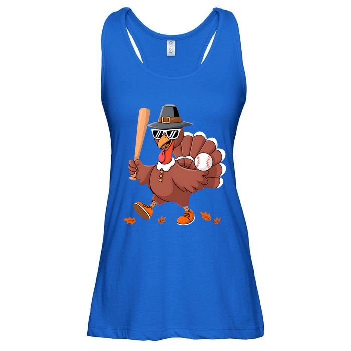 Baseball Turkey Thanksgiving Gift Mom Gift Ladies Essential Flowy Tank