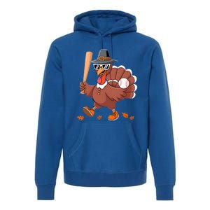 Baseball Turkey Thanksgiving Gift Mom Gift Premium Hoodie