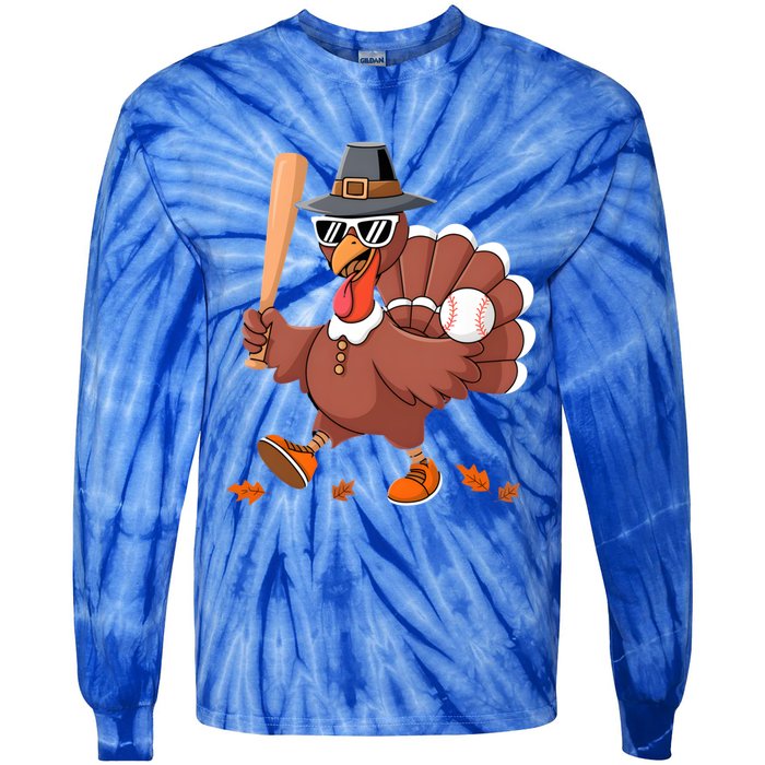 Baseball Turkey Thanksgiving Gift Mom Gift Tie-Dye Long Sleeve Shirt