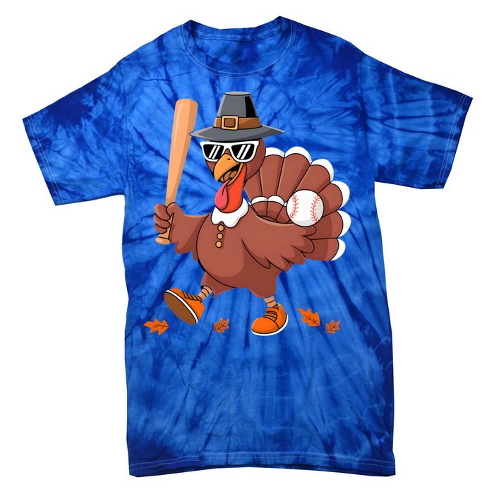 Baseball Turkey Thanksgiving Gift Mom Gift Tie-Dye T-Shirt