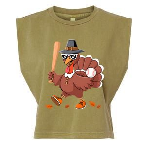 Baseball Turkey Thanksgiving Gift Mom Gift Garment-Dyed Women's Muscle Tee