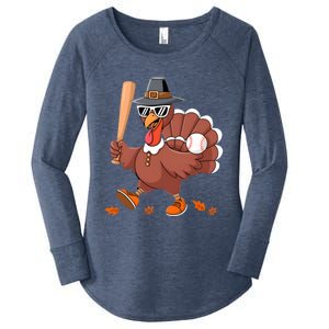 Baseball Turkey Thanksgiving Gift Mom Gift Women's Perfect Tri Tunic Long Sleeve Shirt