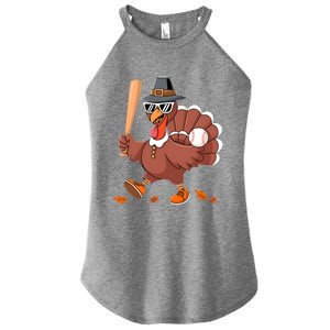 Baseball Turkey Thanksgiving Gift Mom Gift Women's Perfect Tri Rocker Tank