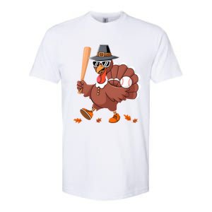 Baseball Turkey Thanksgiving Gift Mom Gift Softstyle CVC T-Shirt