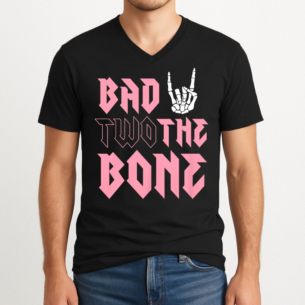 bad Two the Bone Shirt 2nd Birthday 2 Years Old Birthday T-Shirt V-Neck T-Shirt