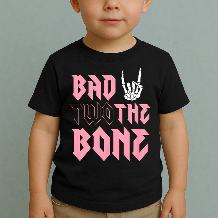 bad Two the Bone Shirt 2nd Birthday 2 Years Old Birthday T-Shirt Toddler T-Shirt