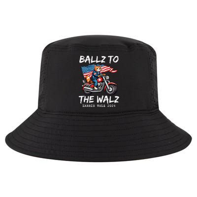 Ballz To The Walz Cat Motorcycle Liberal Vote Kamala Harris Cool Comfort Performance Bucket Hat