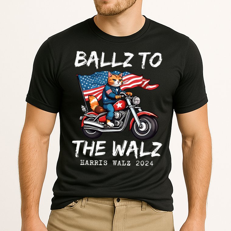 Ballz To The Walz Cat Motorcycle Liberal Vote Kamala Harris Cooling Performance Crew T-Shirt