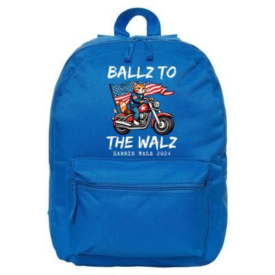 Ballz To The Walz Cat Motorcycle Liberal Vote Kamala Harris 16 in Basic Backpack