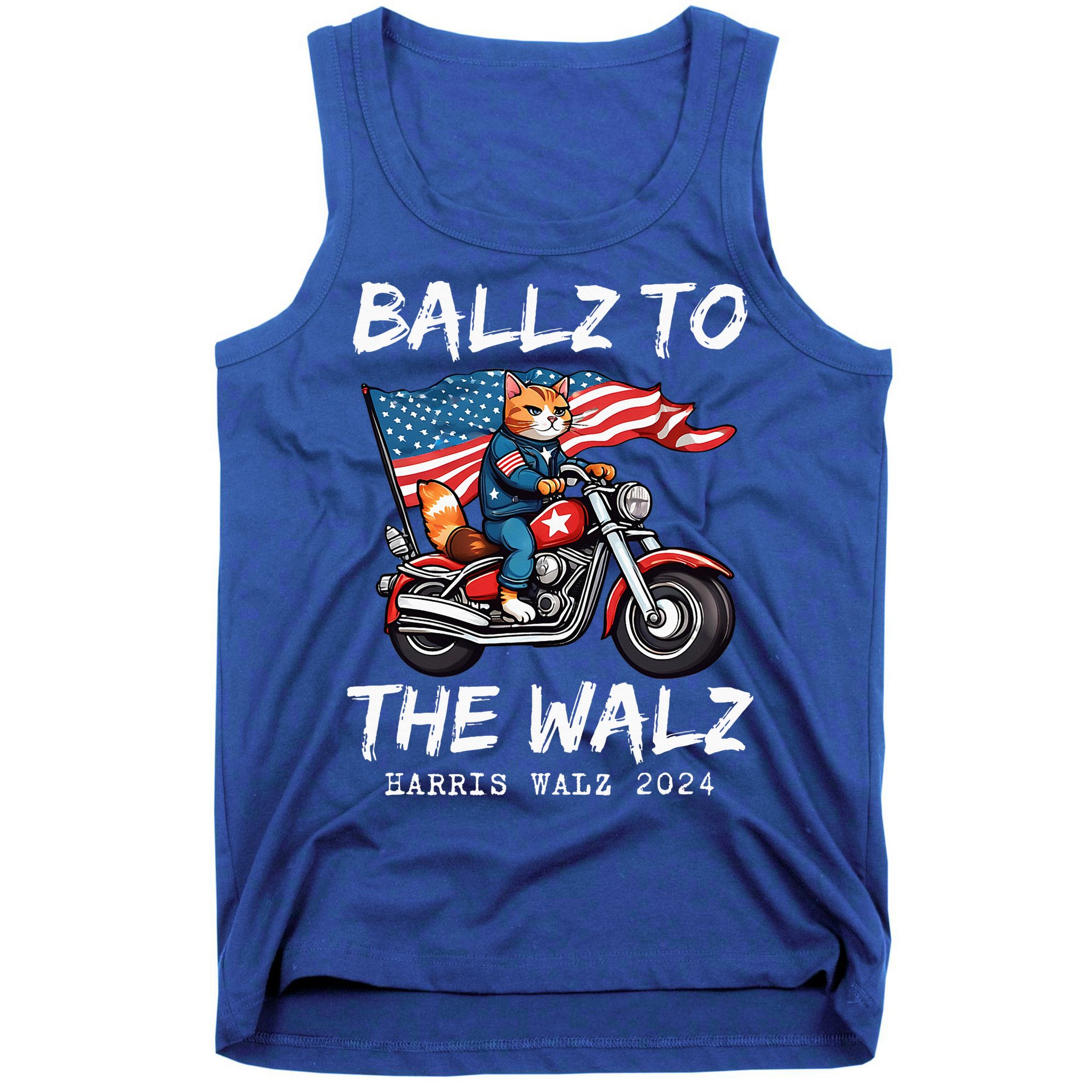 Ballz To The Walz Cat Motorcycle Liberal Vote Kamala Harris Tank Top