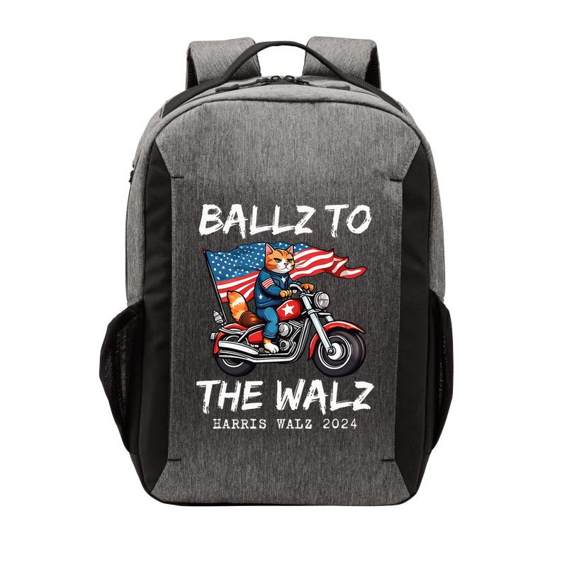 Ballz To The Walz Cat Motorcycle Liberal Vote Kamala Harris Vector Backpack