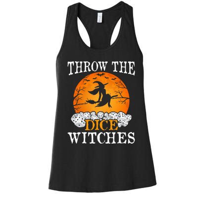 Bunco Throw the Dice Witches Bunco Game Lover Halloween Women's Racerback Tank