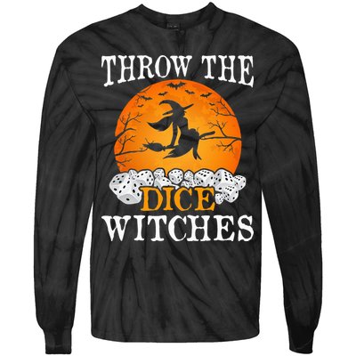 Bunco Throw the Dice Witches Bunco Game Lover Halloween Tie-Dye Long Sleeve Shirt