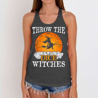 Bunco Throw the Dice Witches Bunco Game Lover Halloween Women's Knotted Racerback Tank