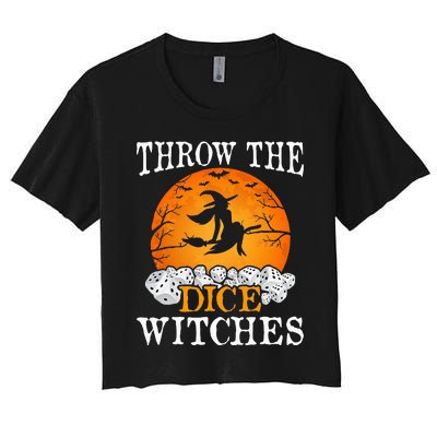 Bunco Throw the Dice Witches Bunco Game Lover Halloween Women's Crop Top Tee