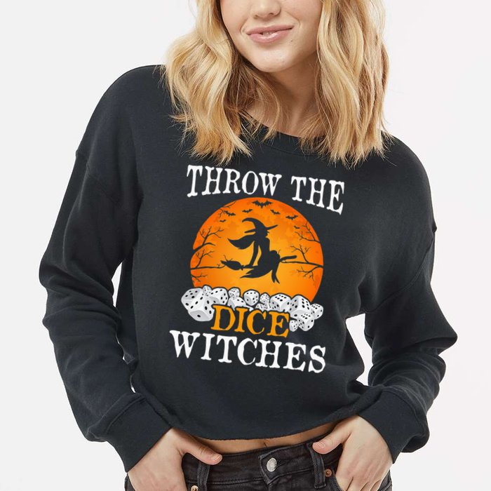 Bunco Throw the Dice Witches Bunco Game Lover Halloween Cropped Pullover Crew