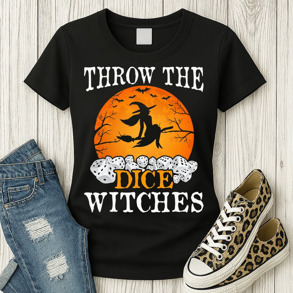 Bunco Throw the Dice Witches Bunco Game Lover Halloween Womens T-Shirt