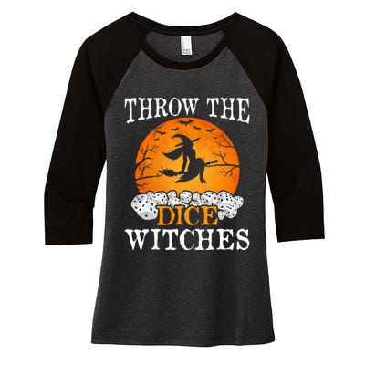 Bunco Throw the Dice Witches Bunco Game Lover Halloween Women's Tri-Blend 3/4-Sleeve Raglan Shirt