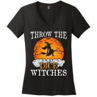 Bunco Throw the Dice Witches Bunco Game Lover Halloween Women's V-Neck T-Shirt