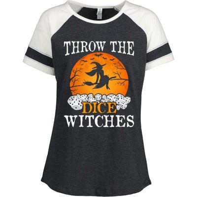 Bunco Throw the Dice Witches Bunco Game Lover Halloween Enza Ladies Jersey Colorblock Tee