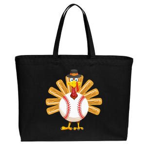 Baseball Turkey Thanksgiving Mom Cotton Canvas Jumbo Tote