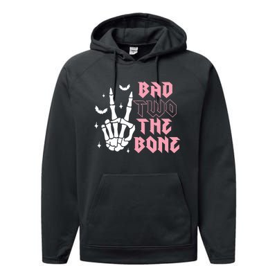 Bad Two The Bone Birthday 2nd 2 Years Old Birthday Performance Fleece Hoodie