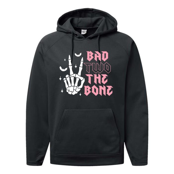 Bad Two The Bone Birthday 2nd 2 Years Old Birthday Performance Fleece Hoodie