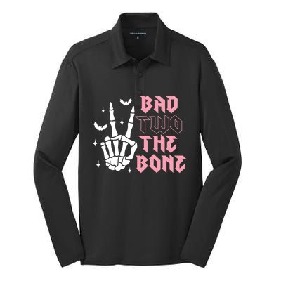 Bad Two The Bone Birthday 2nd 2 Years Old Birthday Silk Touch Performance Long Sleeve Polo