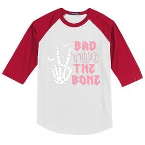 Bad Two The Bone Birthday 2nd 2 Years Old Birthday Kids Colorblock Raglan Jersey