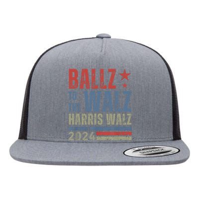 Ballz To The Walz Harris Waltz 2024 Flat Bill Trucker Hat