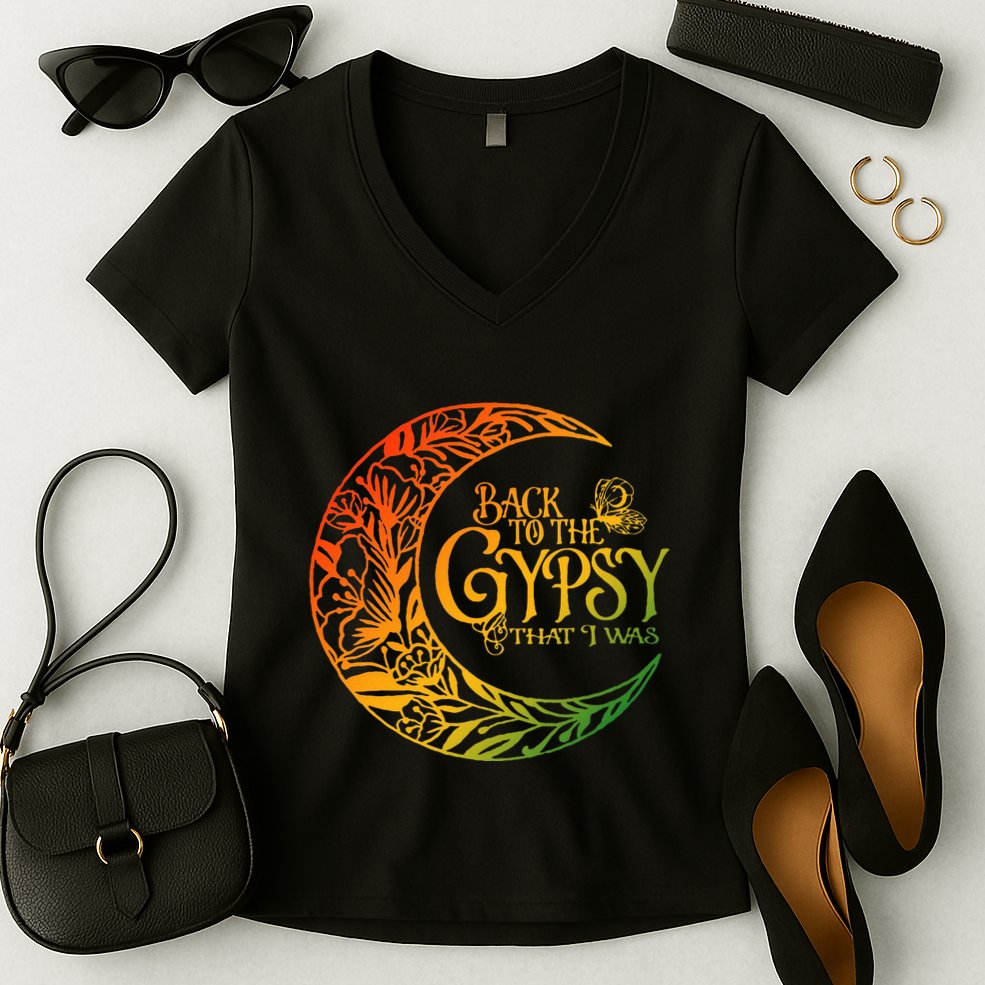 Back To The Gypsy That I Was Apparel Women's V-Neck T-Shirt