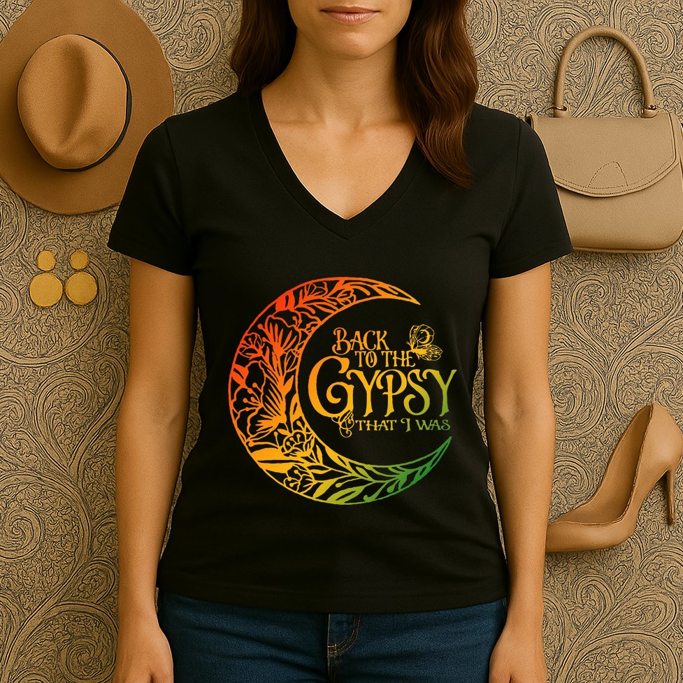 Back To The Gypsy That I Was Apparel Women's V-Neck T-Shirt