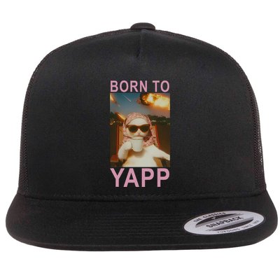 Born To Tap Yapp Cat Meme Silly Cat Flat Bill Trucker Hat