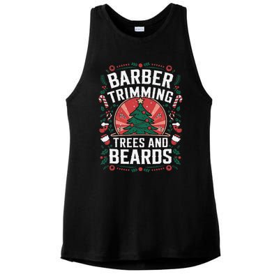 Barber Trimming Trees And Beards Christmas Barber Ladies PosiCharge Tri-Blend Wicking Tank