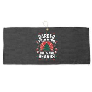 Barber Trimming Trees And Beards Christmas Barber Large Microfiber Waffle Golf Towel