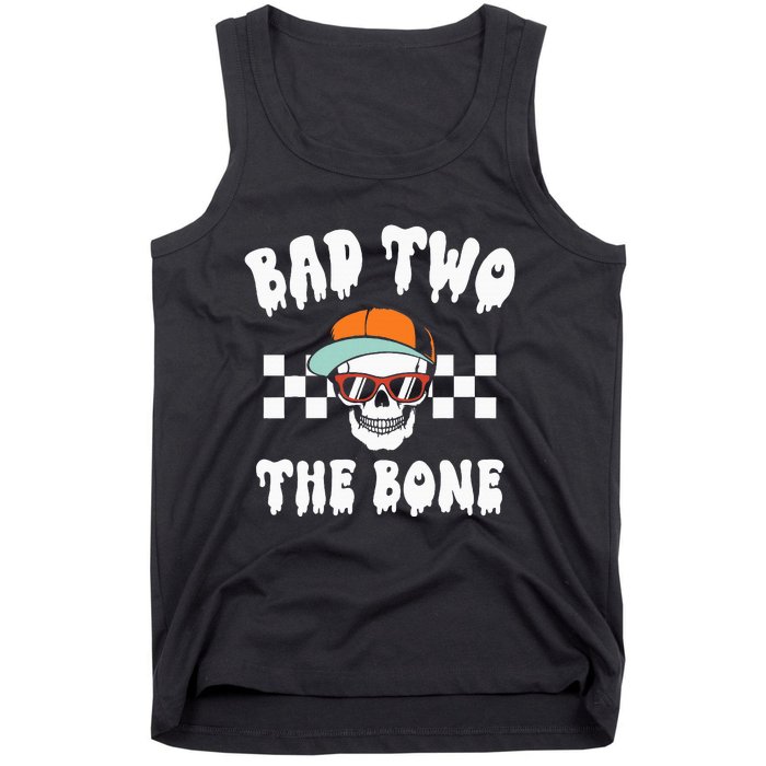 Bad To The Bone Skeleton Halloween Two Birthday Tank Top