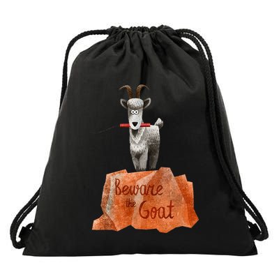 Beware The Thunder Goat On The Mountain! Drawstring Bag