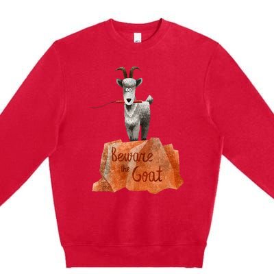 Beware The Thunder Goat On The Mountain! Premium Crewneck Sweatshirt