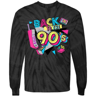 Back To The 90s Outfits Retro Costume Party Cassette Tape Tie-Dye Long Sleeve Shirt