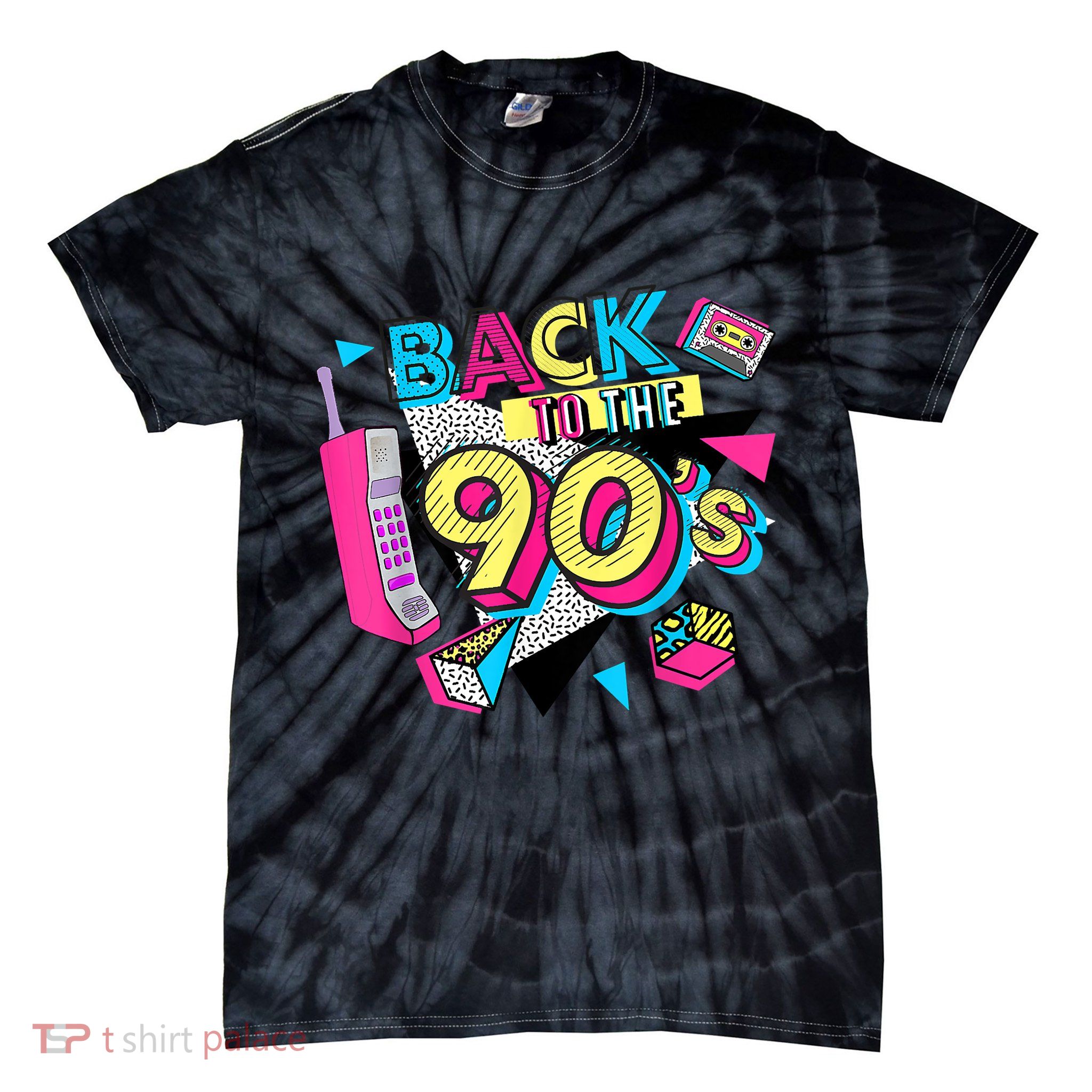 Back To The 90s Outfits Retro Costume Party Cassette Tape Tie-Dye T-Shirt