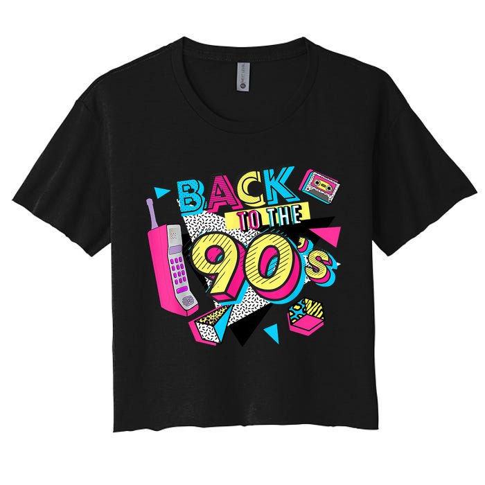 Back To The 90s Outfits Retro Costume Party Cassette Tape Women's Crop Top Tee