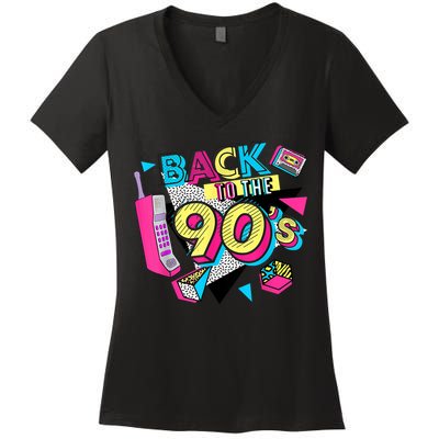 Back To The 90s Outfits Retro Costume Party Cassette Tape Women's V-Neck T-Shirt